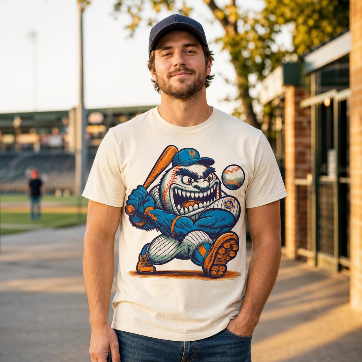 New York Mets Retro Mr. Met Baseball Batting Mascot Artwork Shirt