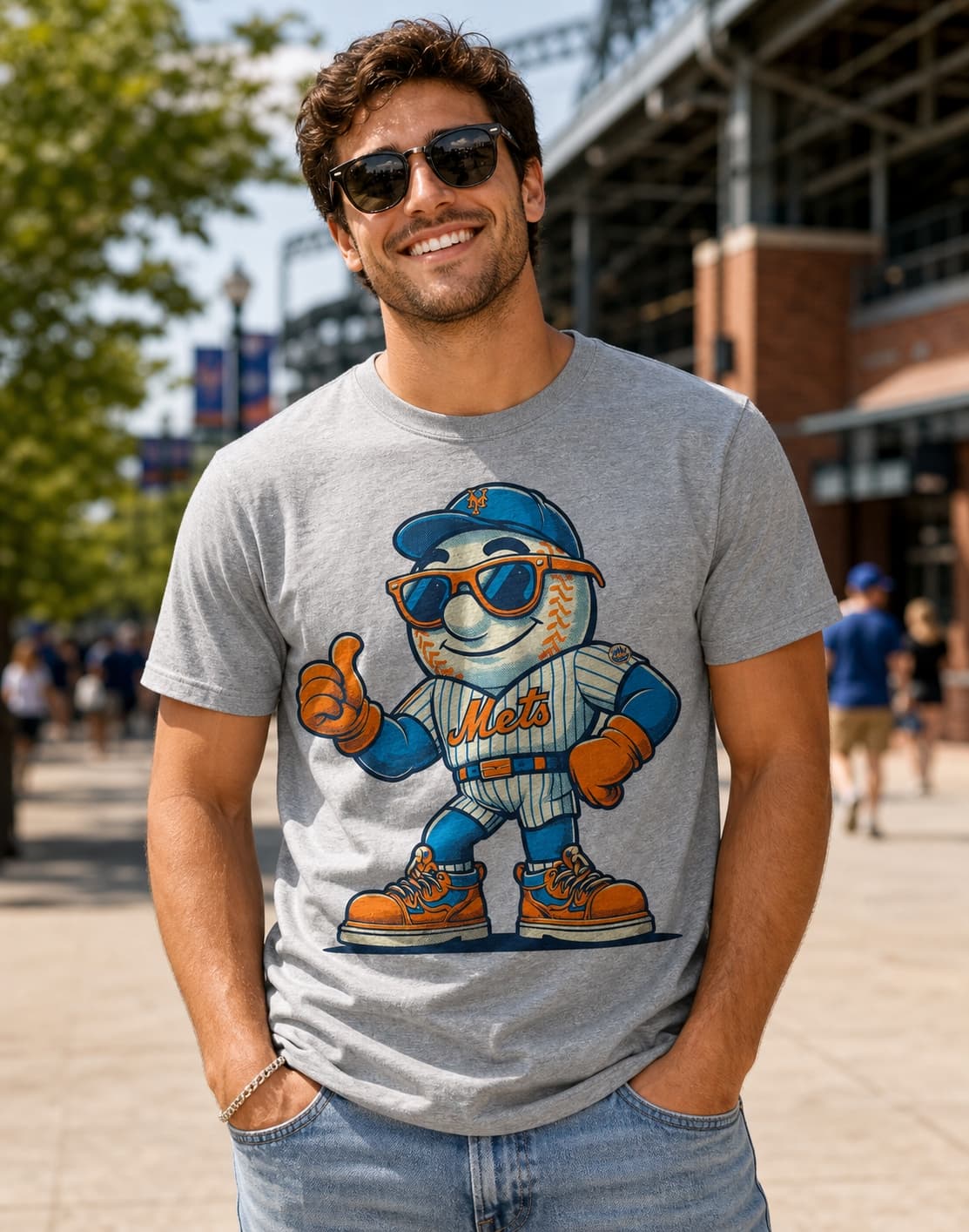 New York Mets Retro Mr. Met Mascot Baseball Artwork Shirt