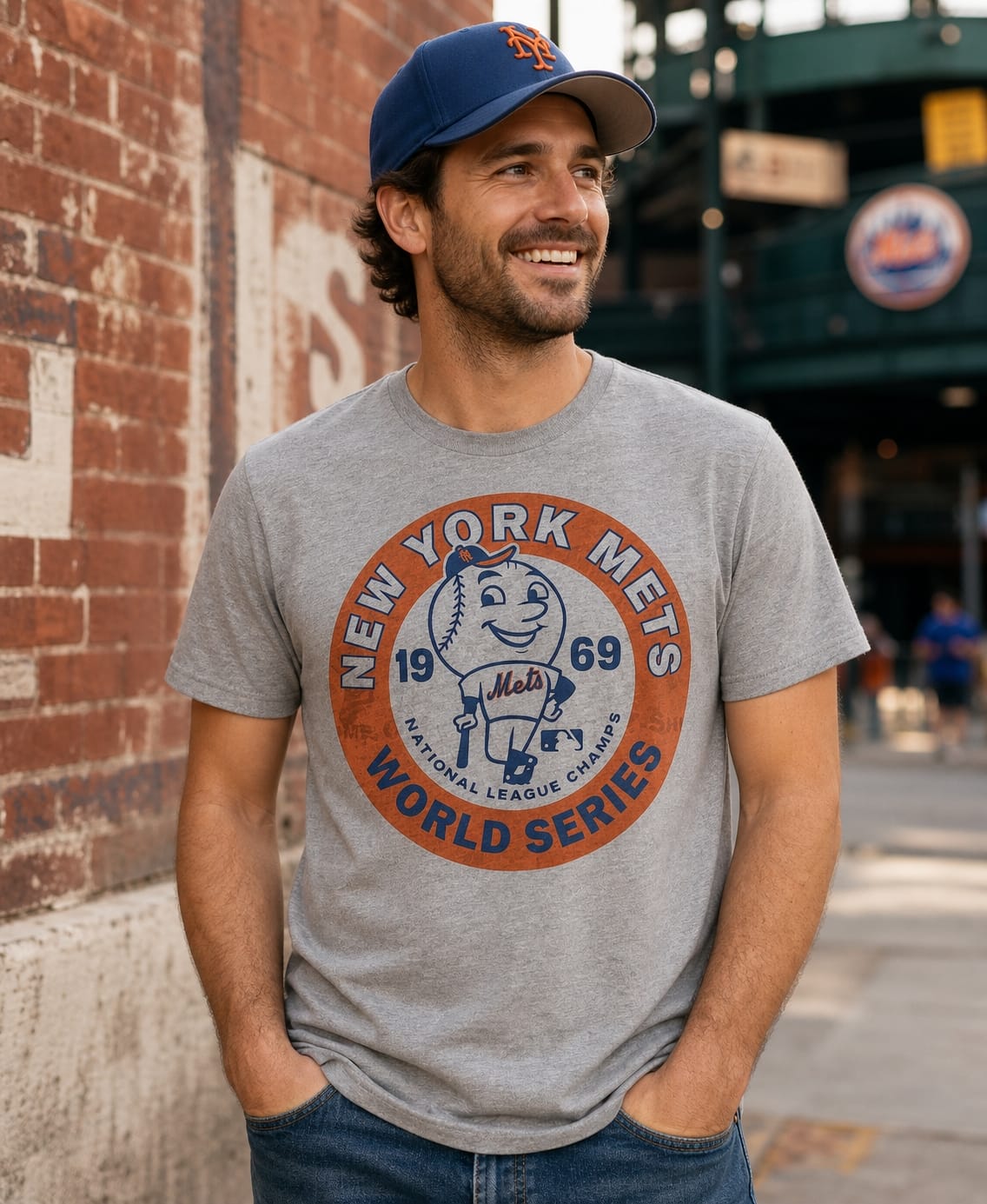 New York Mets Retro Mr. Met National League Champs Baseball 1969 Artwork T-Shirt