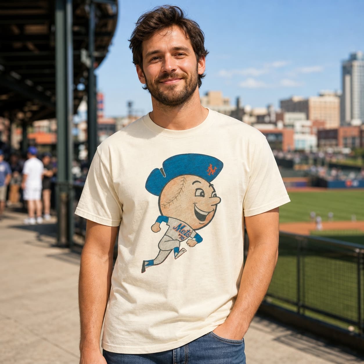 New York Mets Retro Mr. Met Patriot Baseball 1976 Artwork Shirt