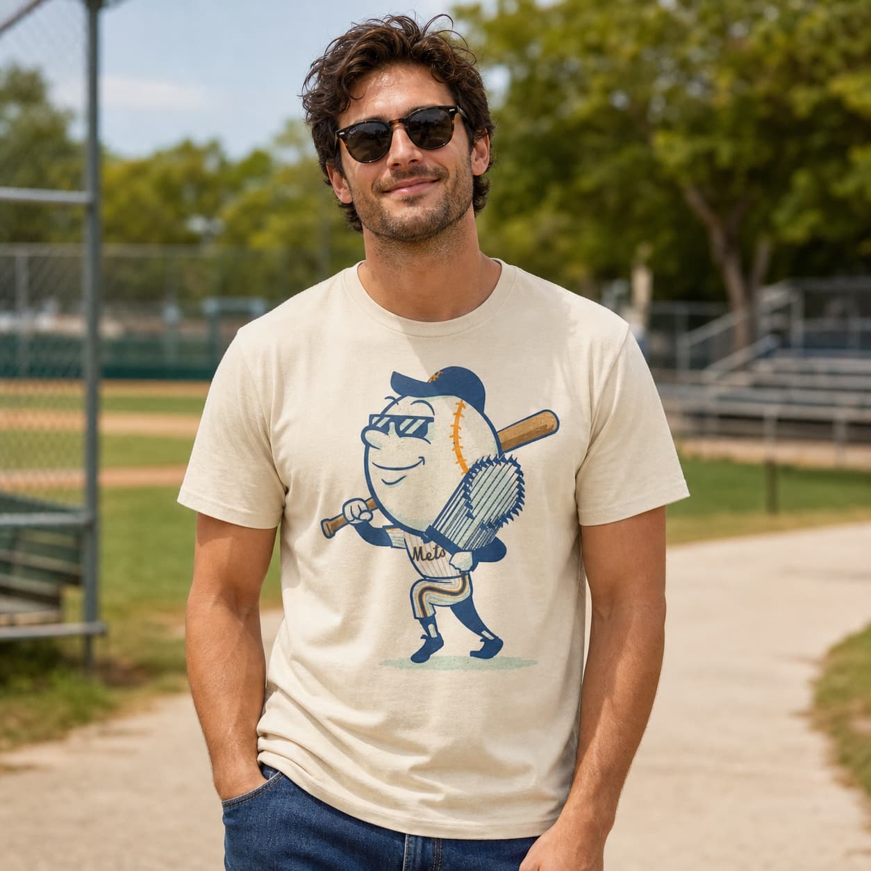 New York Mets Retro Mr. Met World Champion Baseball Artwork Shirt
