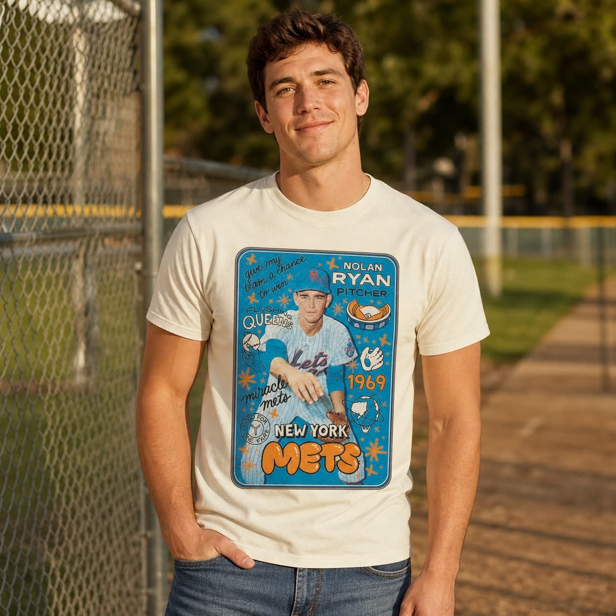 New York Mets Retro Nolan Ryan Baseball 1969 Artwork Shirt