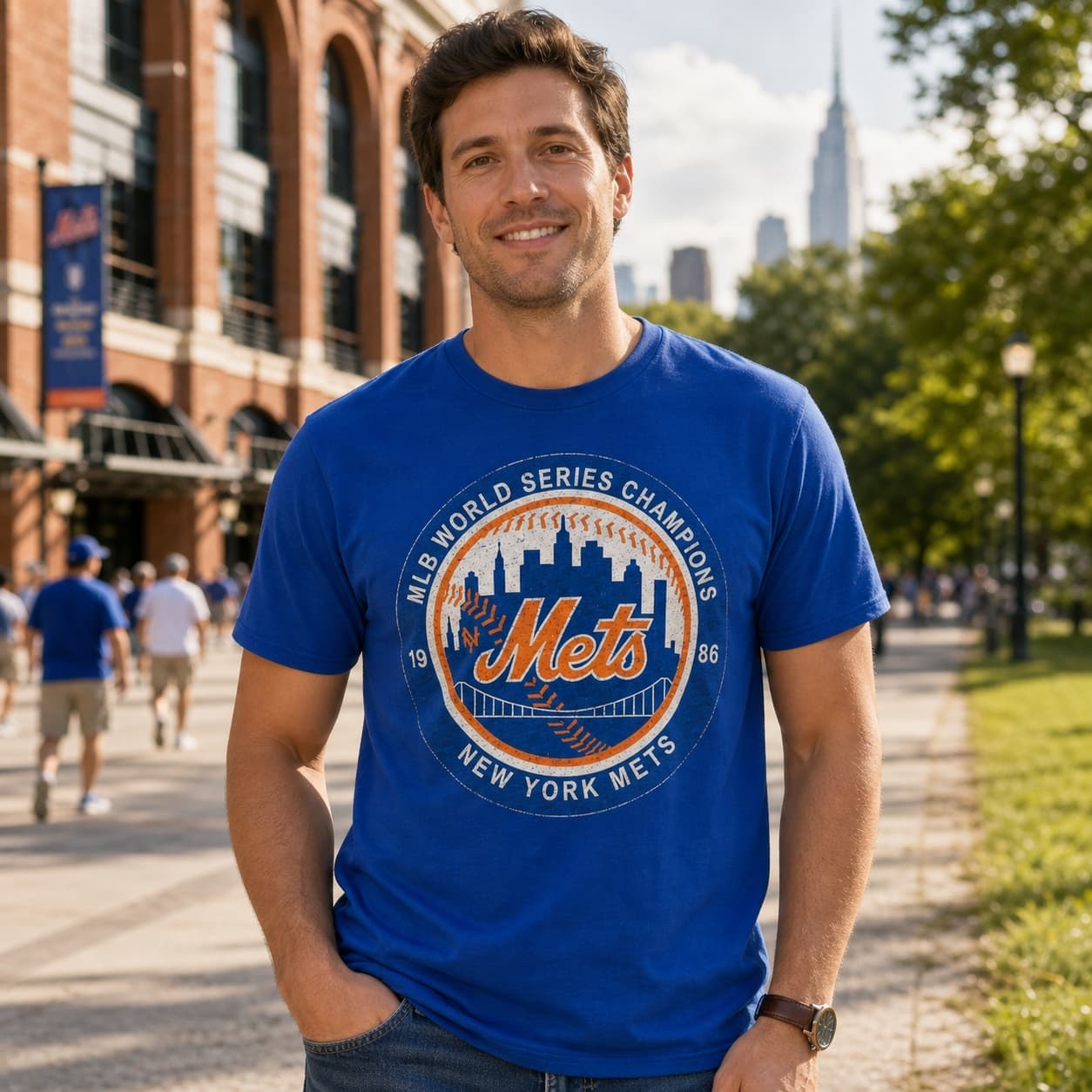 New York Mets Vintage World Series Champions Baseball 1986 Artwork T-Shirt