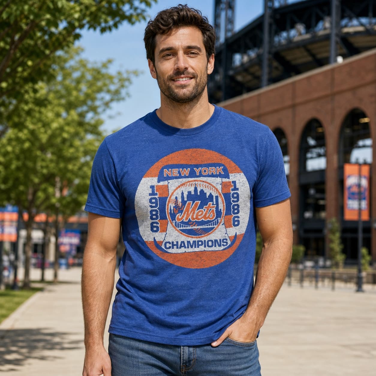 New York Mets Vintage World Series Champions Baseball 1986 Artwork T-Shirts