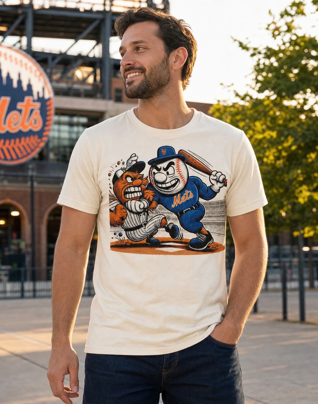 New York Mets vs. New York Yankees Retro Rivalry Baseball Artwork Shirt