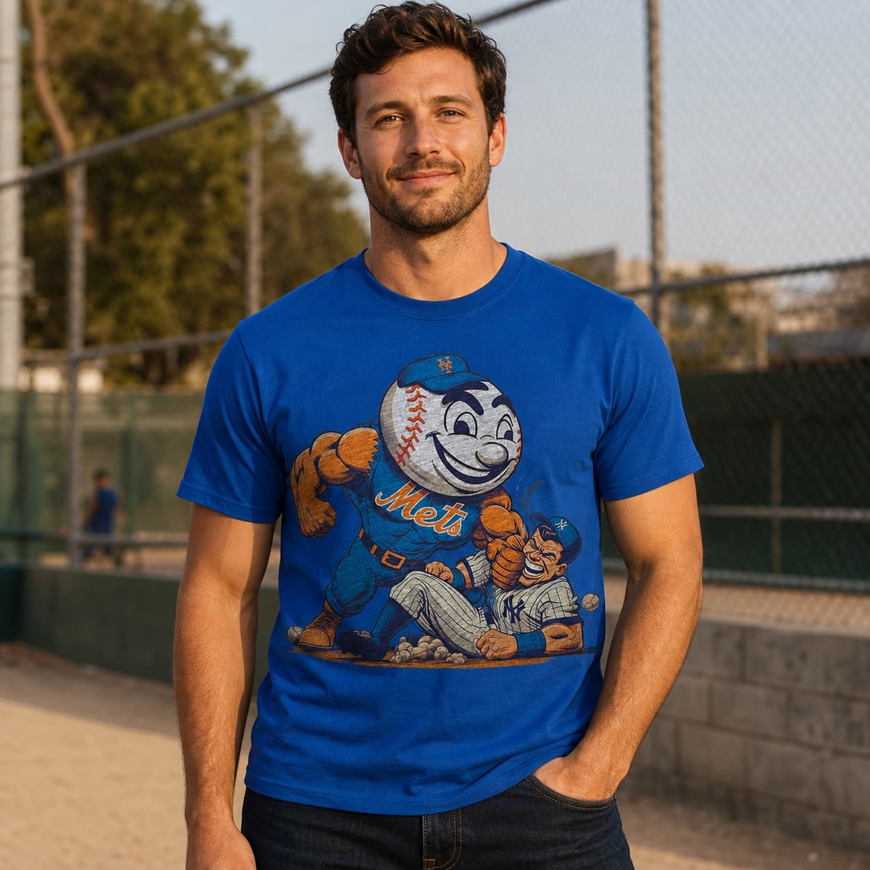 New York Mets vs. New York Yankees Rivalry Mr. Met Baseball 1992 Artwork Shirt