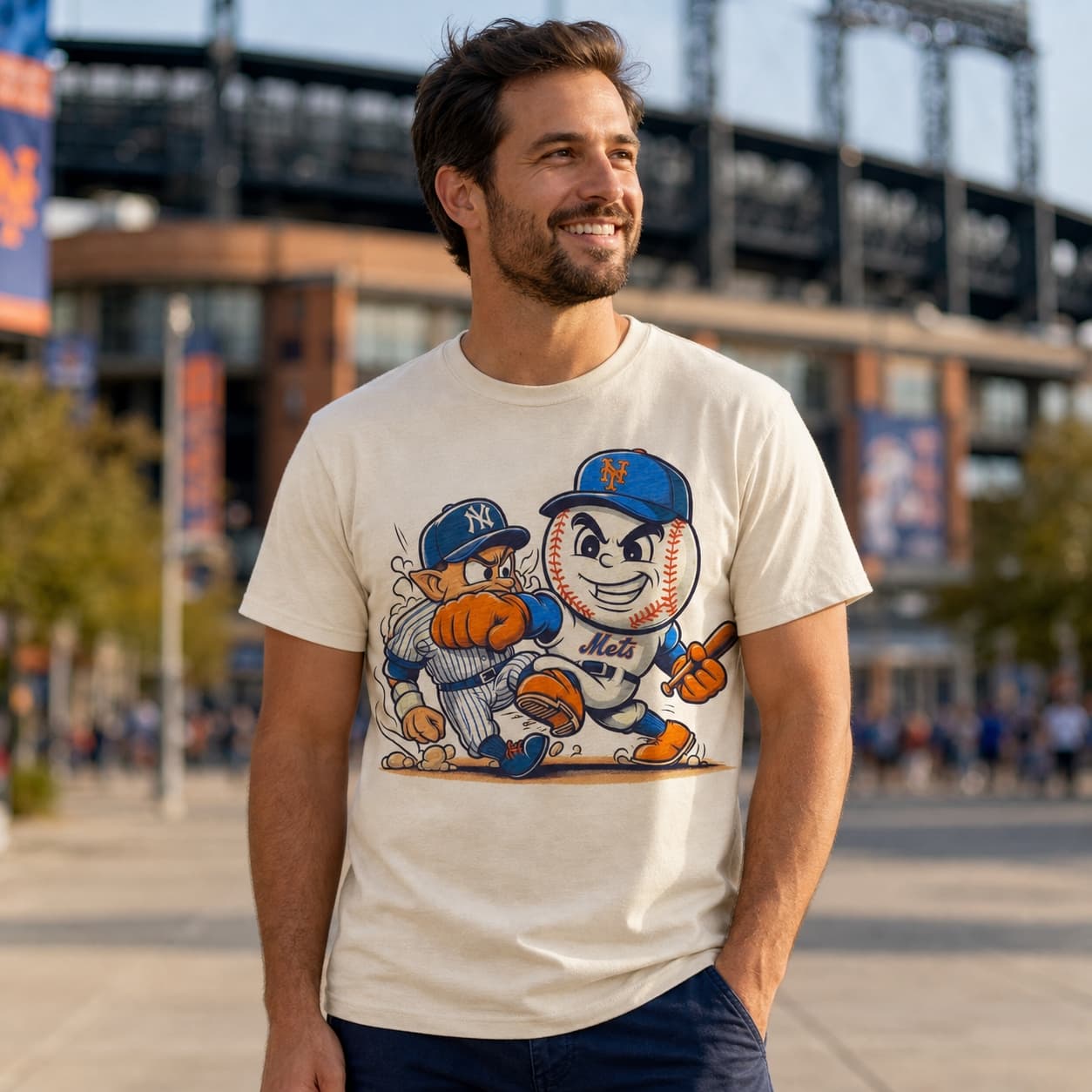 New York Mets vs. New York Yankees Rivalry Mr. Met Baseball 1996 Artwork Shirt