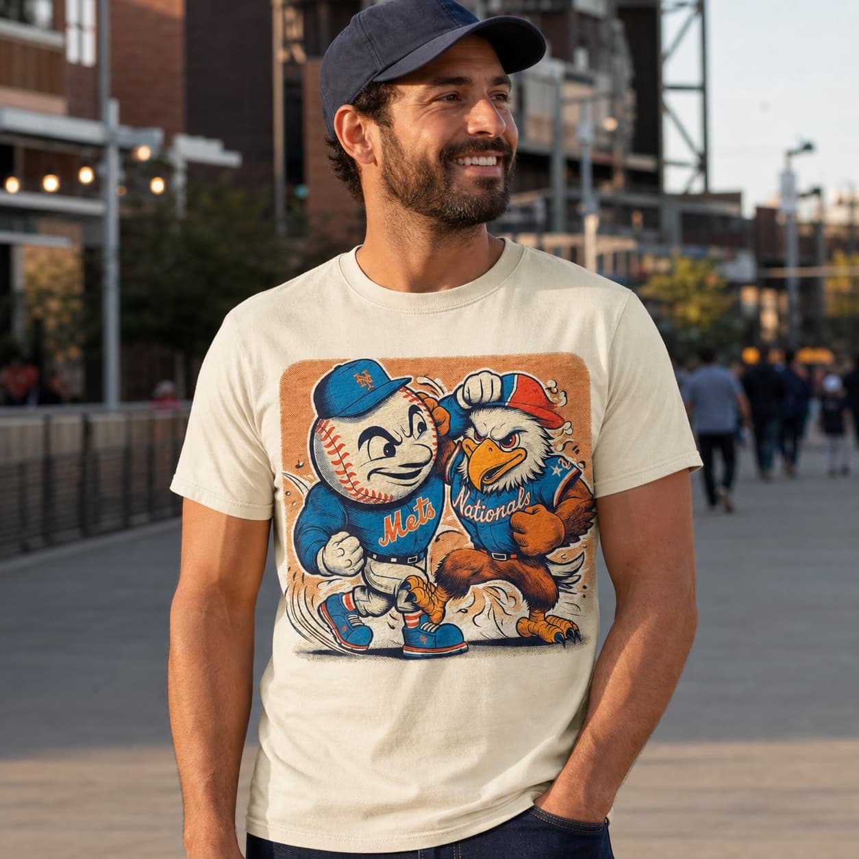 New York Mets vs. Washington Nationals Retro Rivalry Mr. Met Baseball 1995 Artwork Shirt