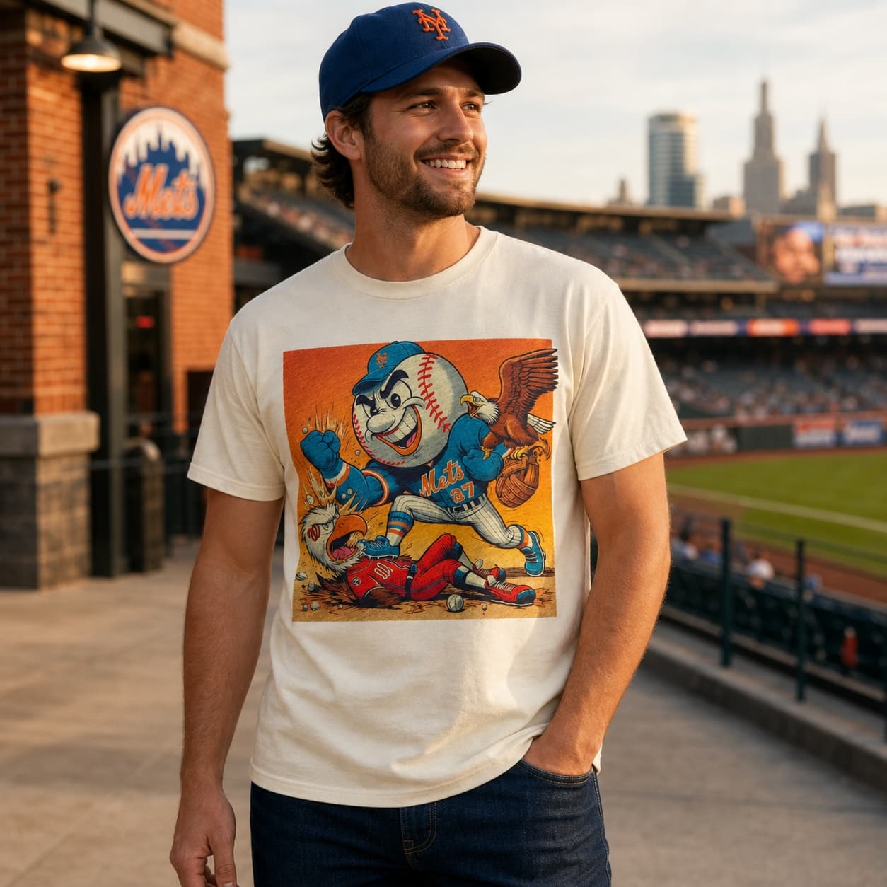 New York Mets vs. Washington Nationals Retro Rivalry Mr. Met Baseball 1999 Artwork Shirt