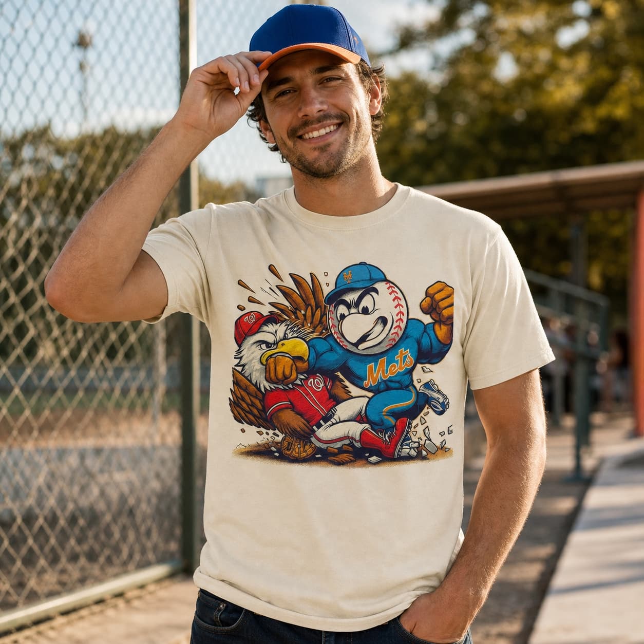 New York Mets vs. Washington Nationals Retro Rivalry Mr. Met Baseball 2004 Artwork Shirt