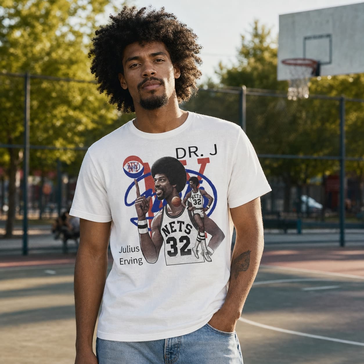 New York Nets Julius Erving Dr. J Exclusive Retro ABA Basketball 1975 Shirt