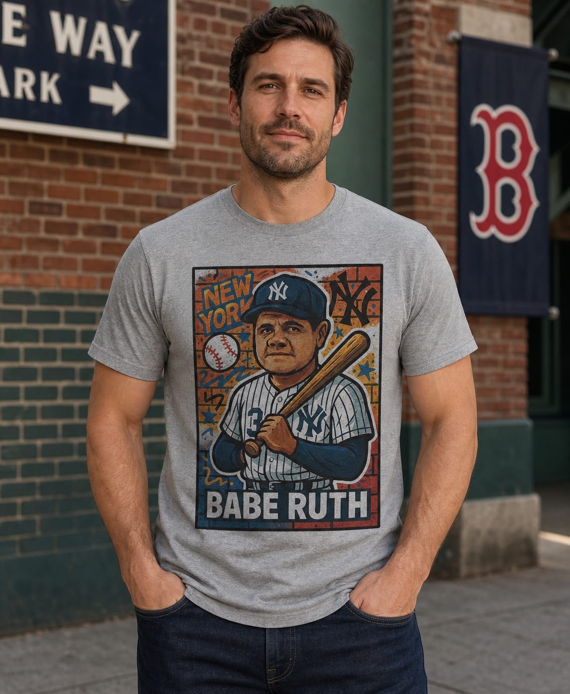 New York Yankees Babe Ruth Exclusive Caricature Baseball Artwork Shirt