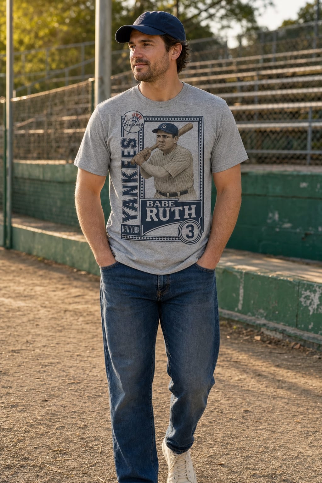 New York Yankees Babe Ruth Exclusive Retro Baseball 1955 Artwork Shirt