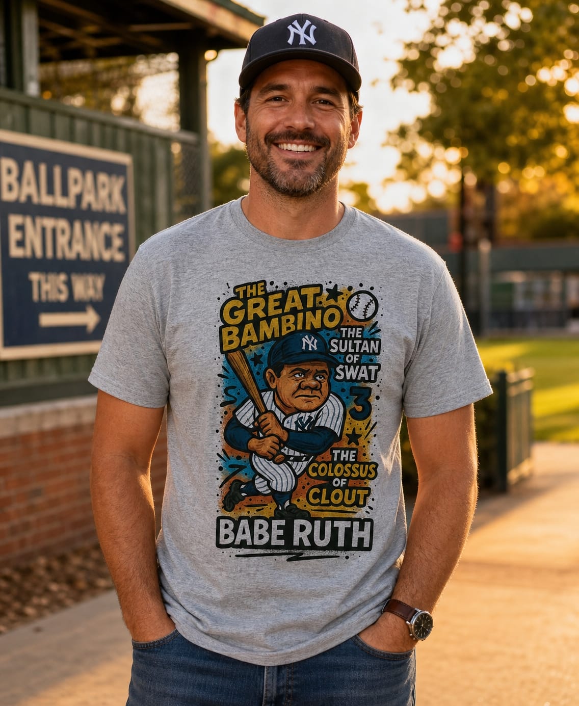 New York Yankees Babe Ruth Exclusive The Great Bambino Retro Baseball Artwork Shirt