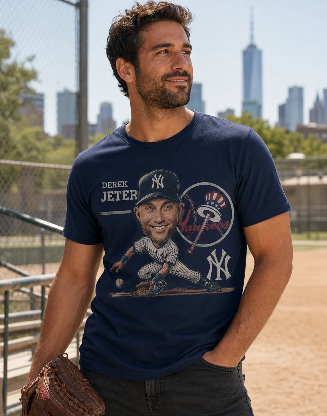 New York Yankees Derek Jeter Exclusive Retro Baseball 1995 Artwork Shirt