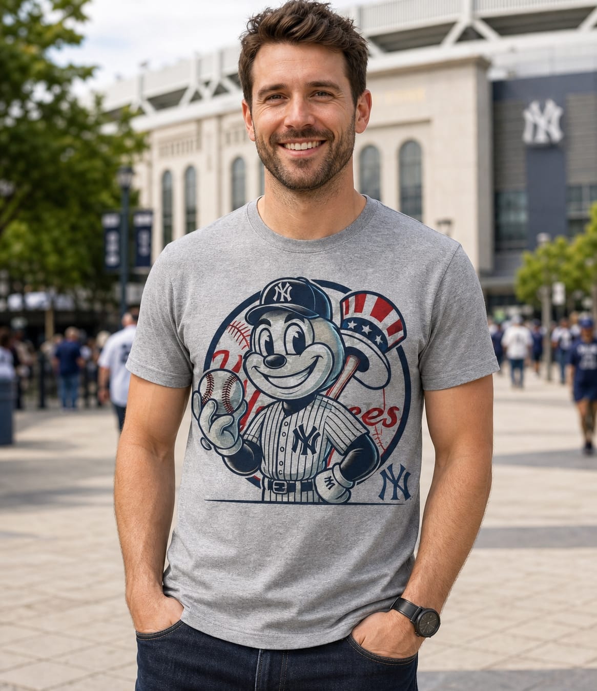 New York Yankees Exclusive Retro Baseball Mascot Artwork Shirt