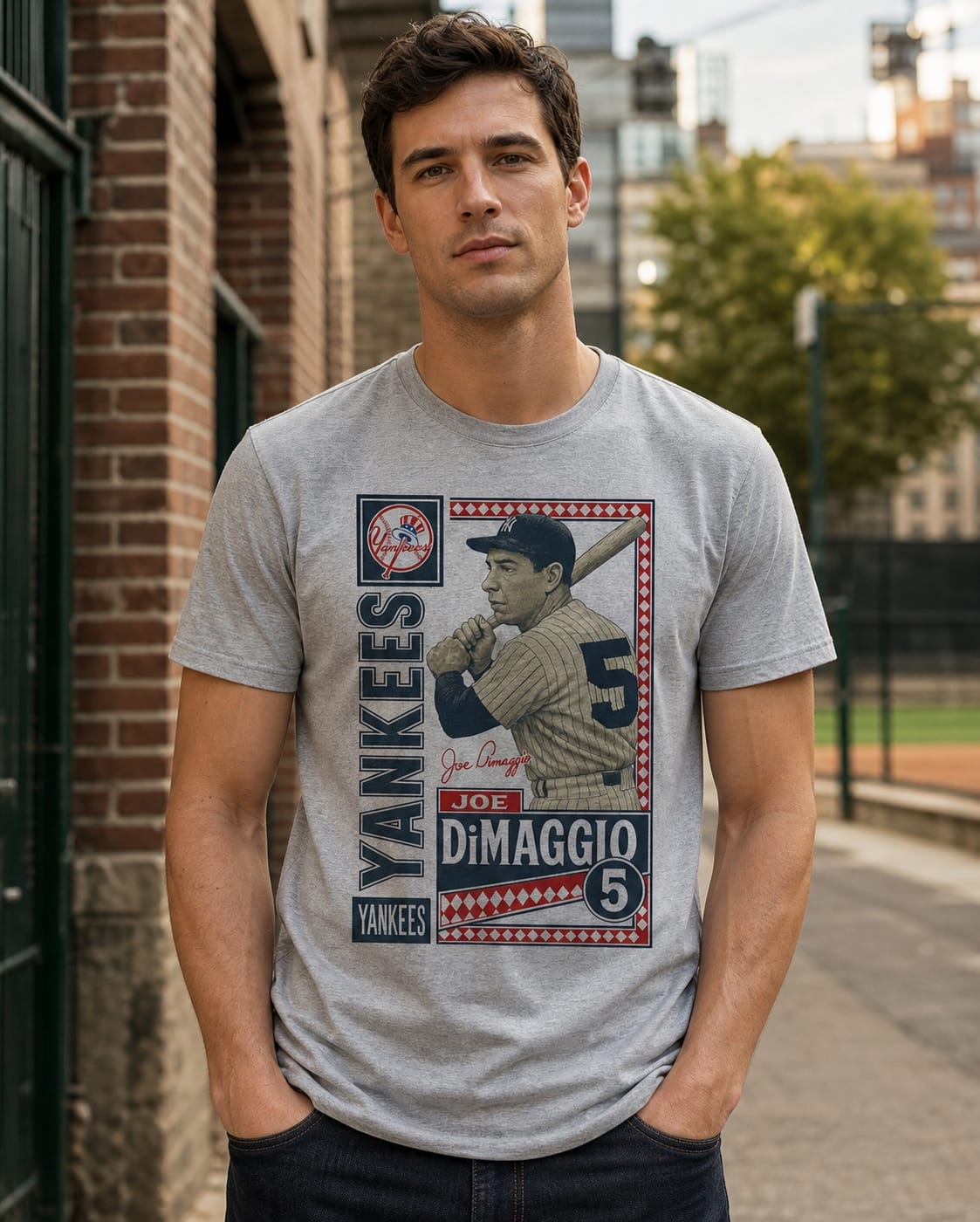 New York Yankees Joe DiMaggio Exclusive Retro Baseball 1965 Artwork Shirt