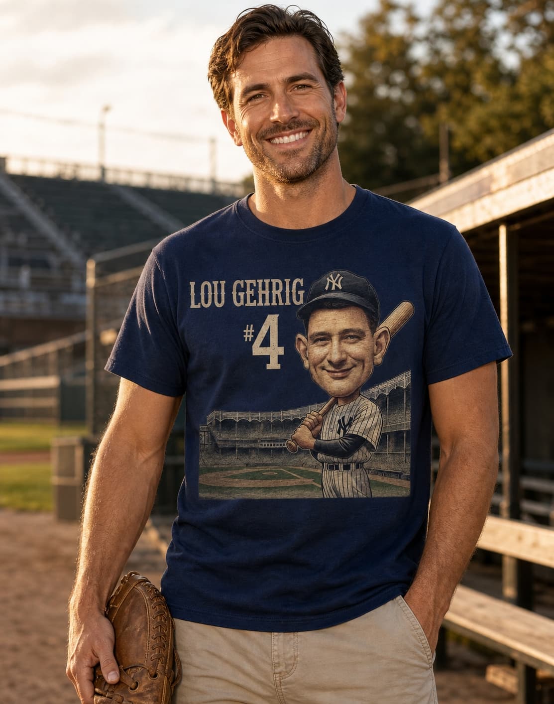 New York Yankees Lou Gehrig Exclusive Retro Baseball 1931 Artwork Shirt