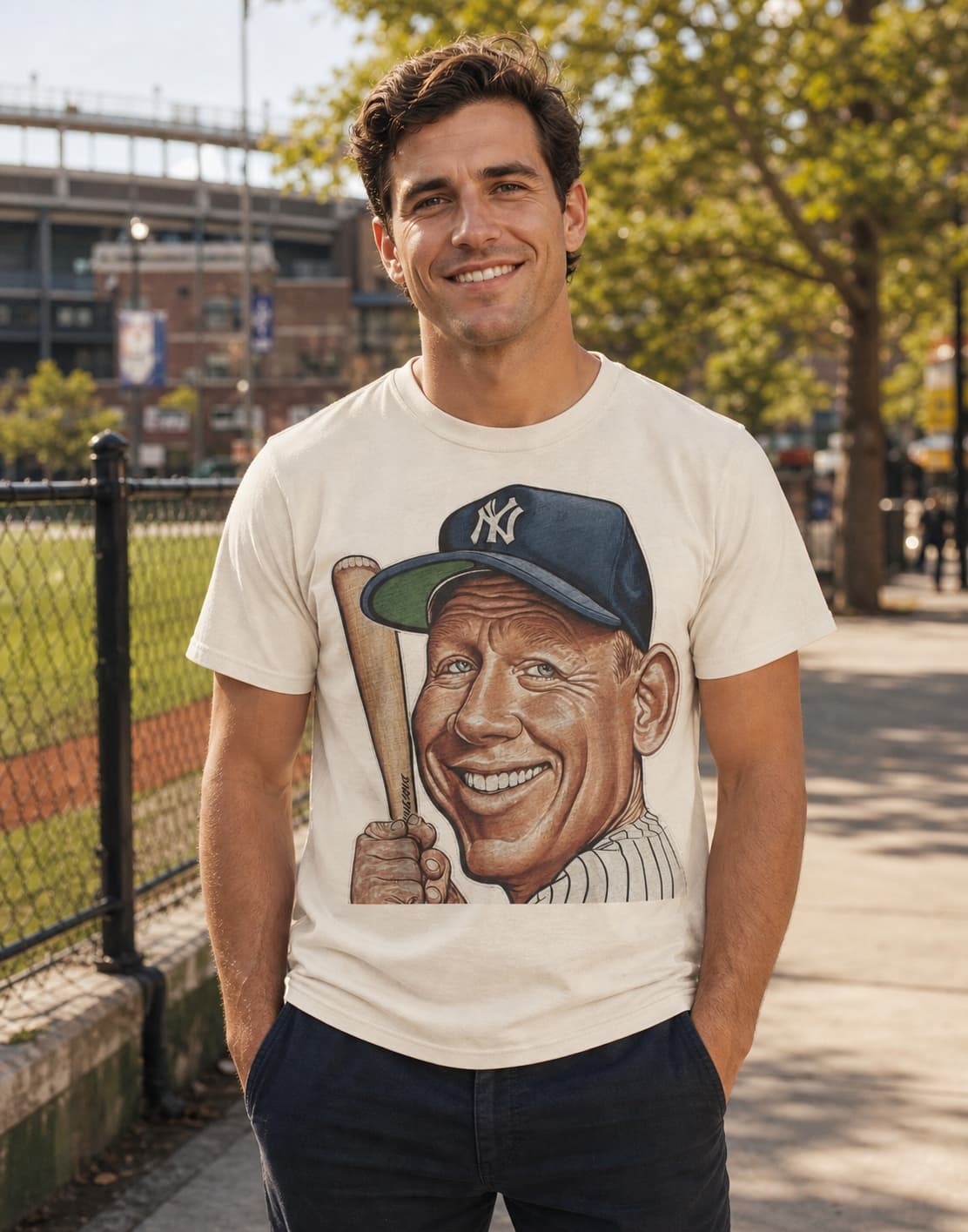 New York Yankees Mickey Mantle Caricature Exclusive Retro Baseball Artwork Shirt