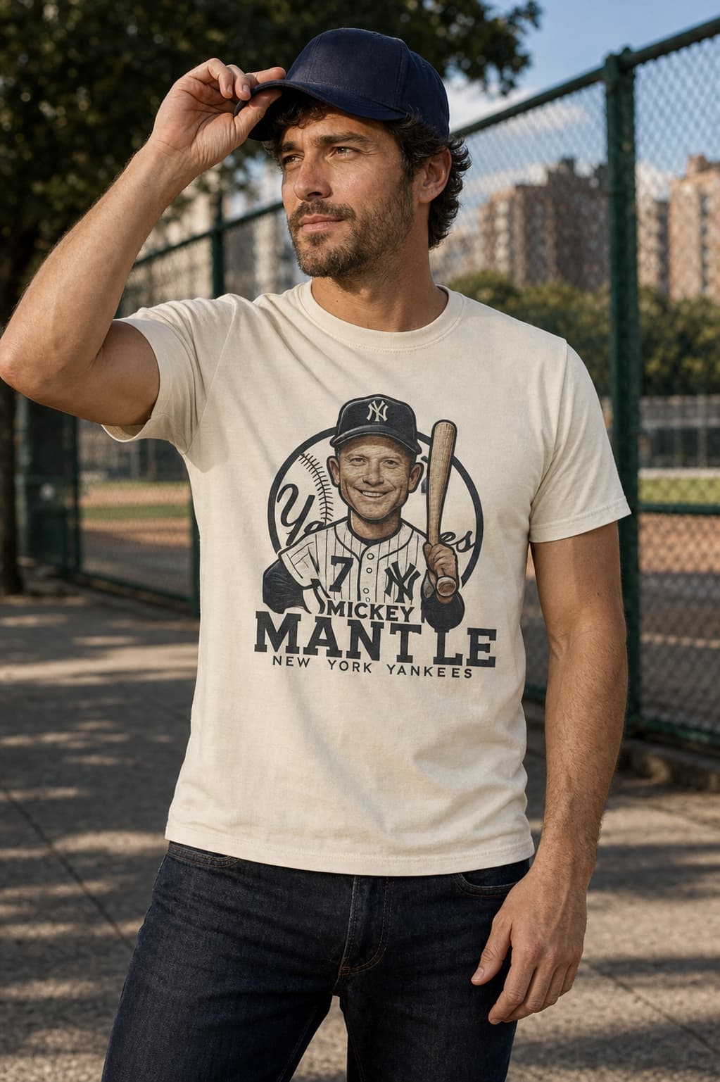 New York Yankees Mickey Mantle Exclusive Retro Baseball 1957 Artwork Shirt