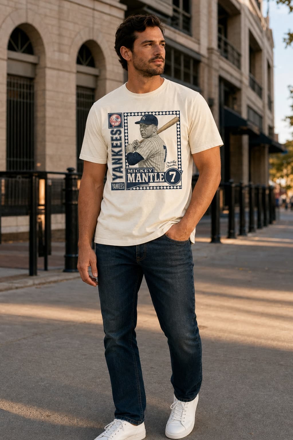 New York Yankees Mickey Mantle Exclusive Retro Baseball Artwork Shirt