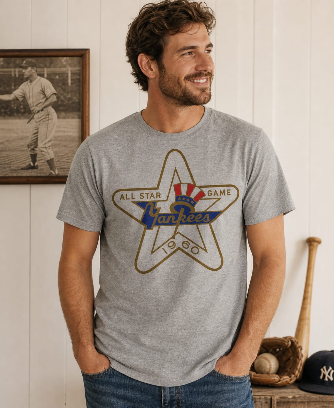 New York Yankees Retro All Star Game Baseball 1960 Artwork T-Shirt