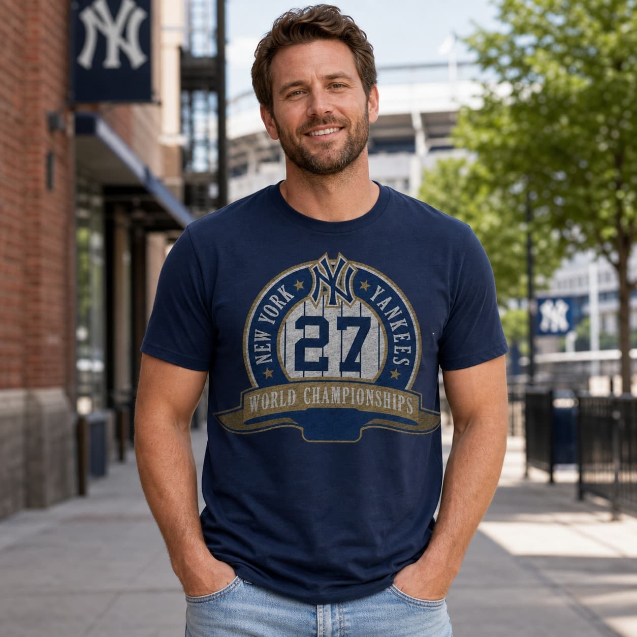 New York Yankees Retro Baseball 27 World Championships Artwork Shirt
