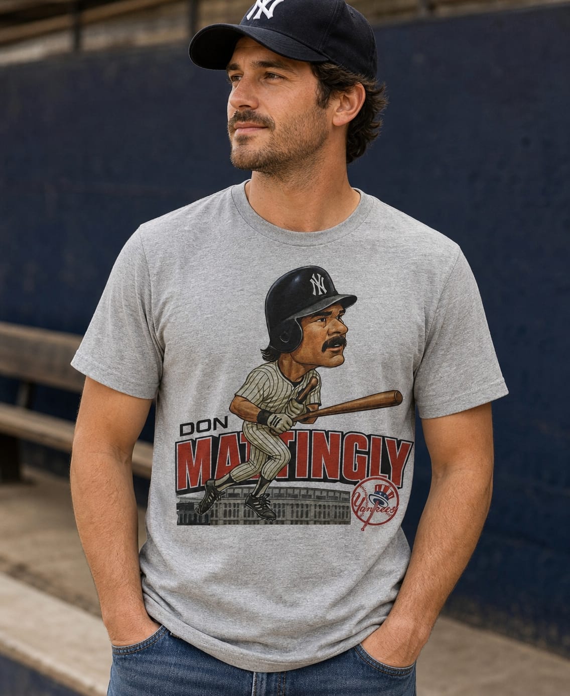 New York Yankees Retro Don Mattingly Baseball 1987 Artwork T-Shirt