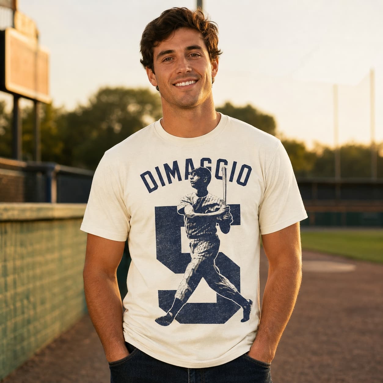 New York Yankees Retro Joe DiMaggio Baseball 1945 Artwork Shirt