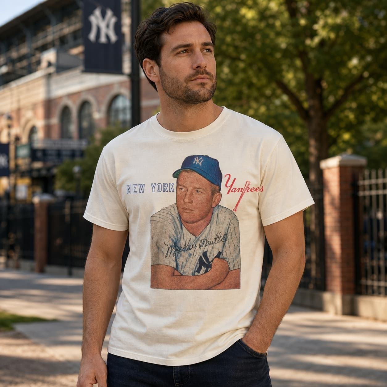 New York Yankees Retro Mickey Mantle Baseball 1954 Artwork Shirt