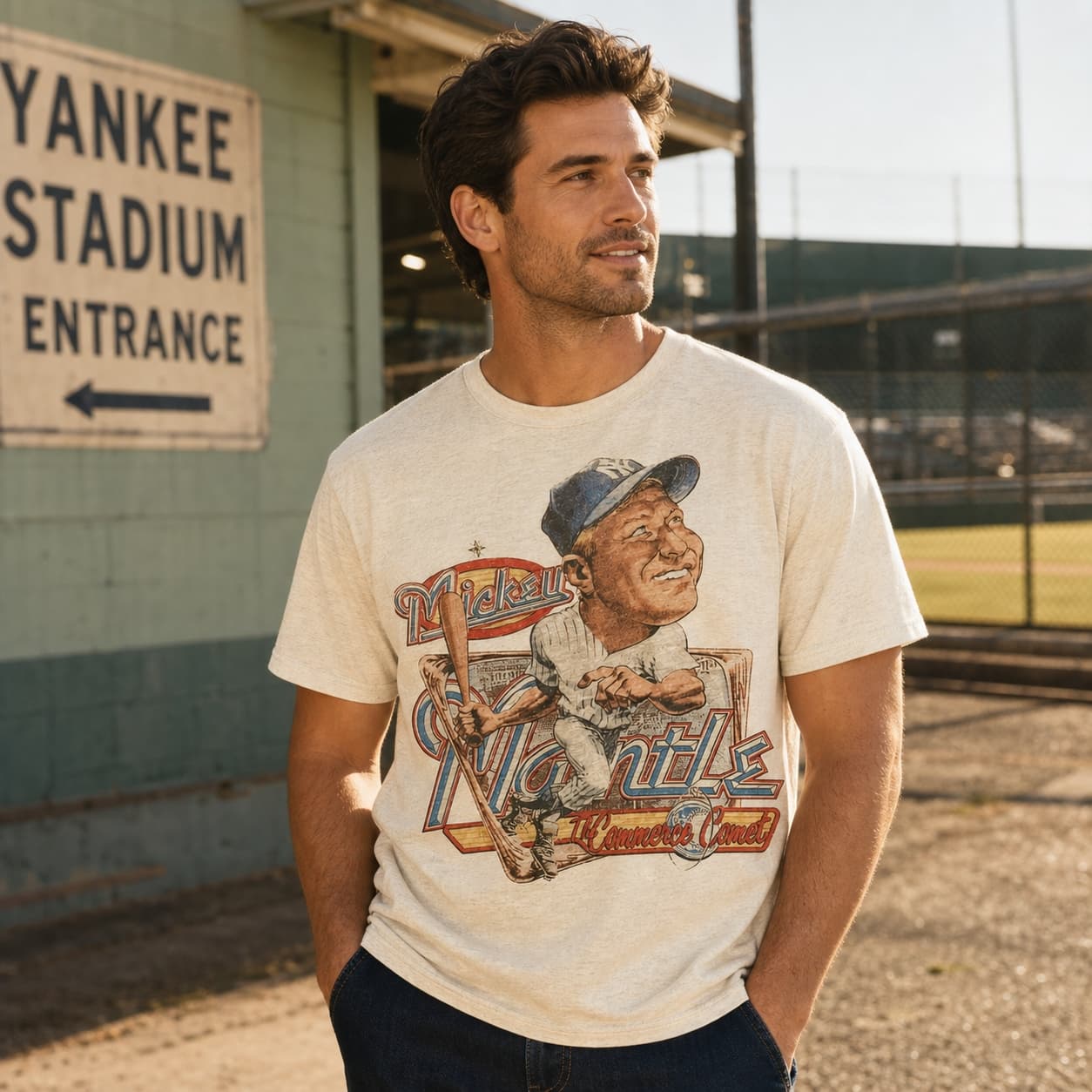 New York Yankees Retro Mickey Mantle Baseball 1958 Artwork Shirt