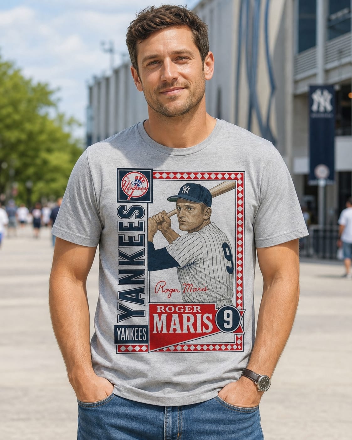 New York Yankees Roger Maris Exclusive Retro Baseball Artwork Shirt