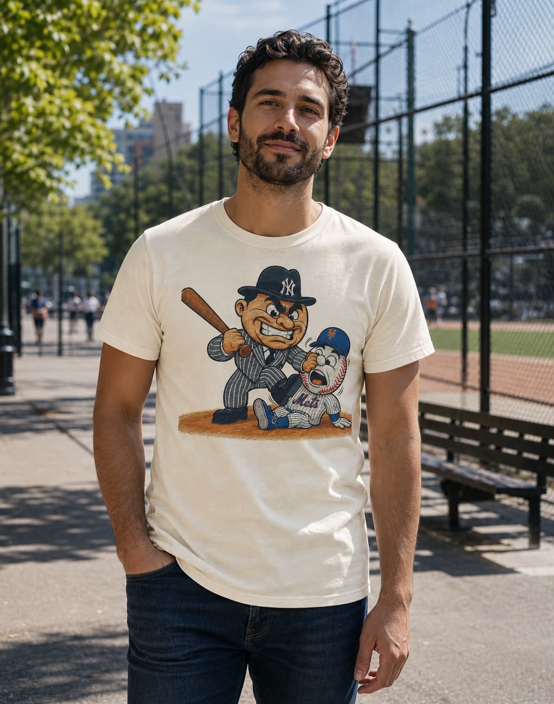 New York Yankees vs. New York Mets Retro Rivalry Baseball Artwork Shirt