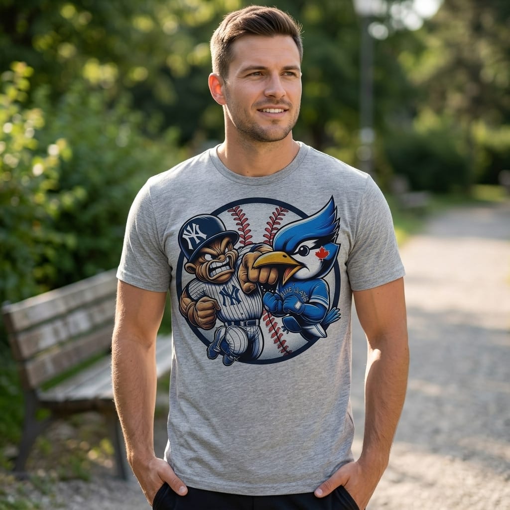 New York Yankees vs. Toronto Blue Jays Retro Rivalries Baseball Punch Artwork Shirt