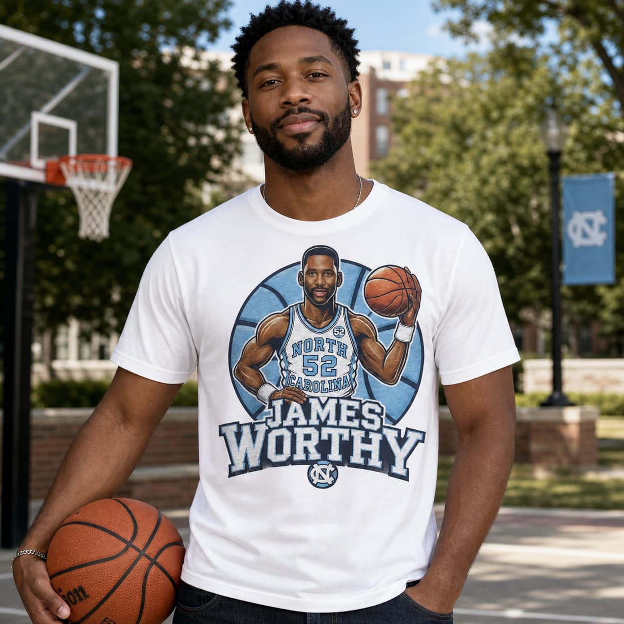 North Carolina Tar Heels Big Game James Worthy Exclusive Retro Basketball 1979 Shirt