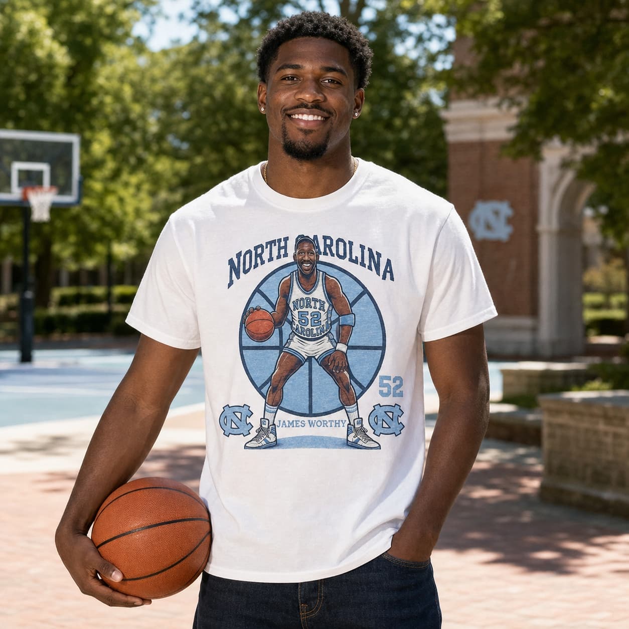 North Carolina Tar Heels James Worthy Exclusive Retro Basketball 1981 Shirt