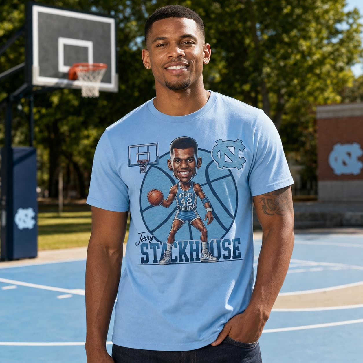 North Carolina Tar Heels Jerry Stackhouse Exclusive Retro Basketball 1993 Shirt