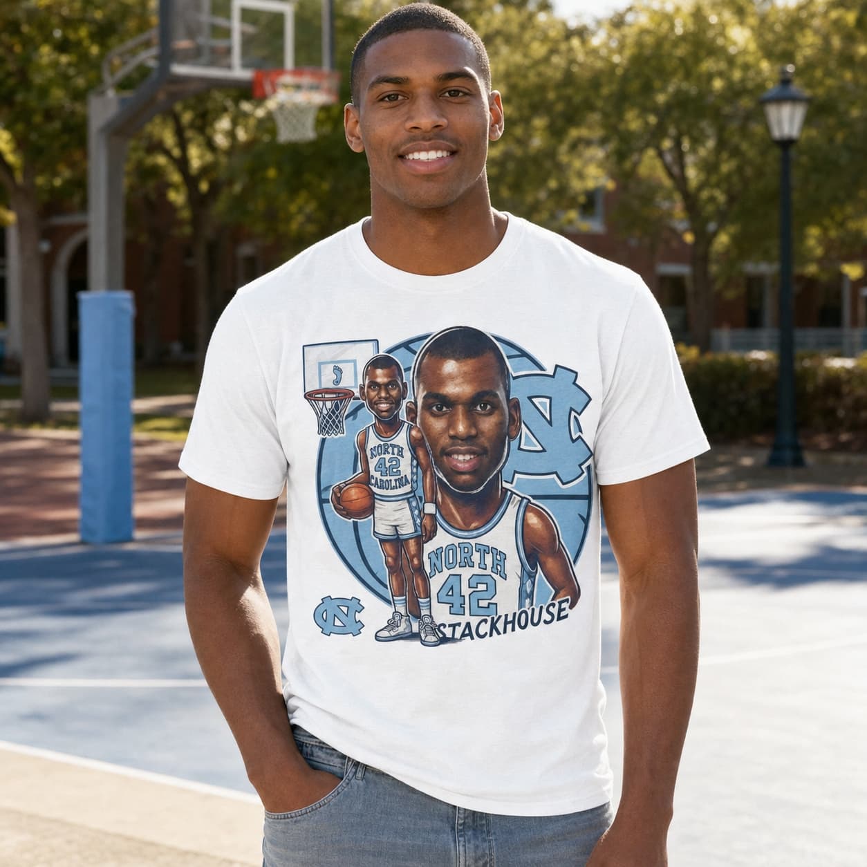 North Carolina Tar Heels Jerry Stackhouse Exclusive Retro Basketball 1994 Shirt