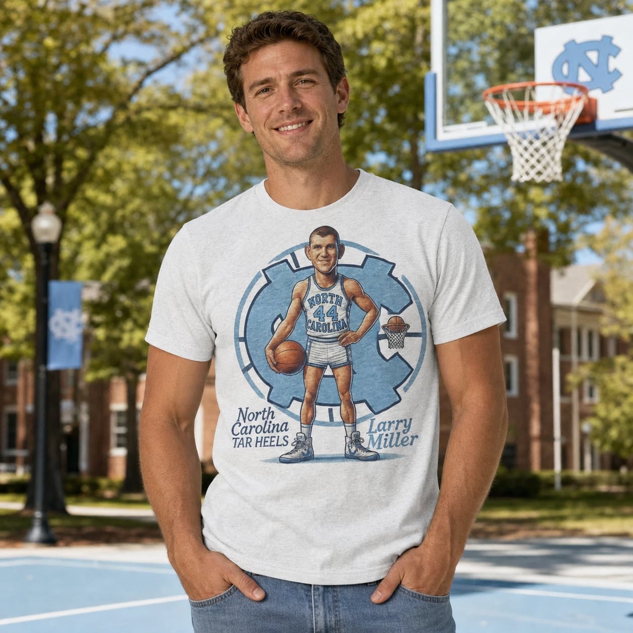 North Carolina Tar Heels Larry Miller Exclusive Retro Basketball 1964 Shirt