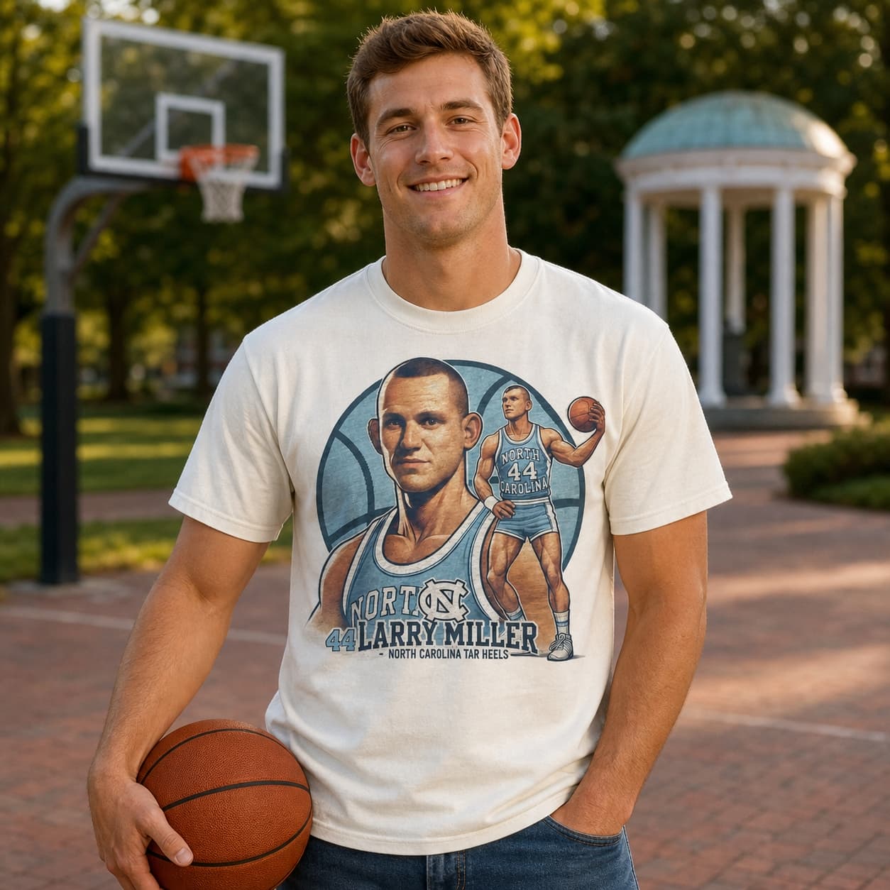 North Carolina Tar Heels Larry Miller Exclusive Retro Basketball 1965 Shirt