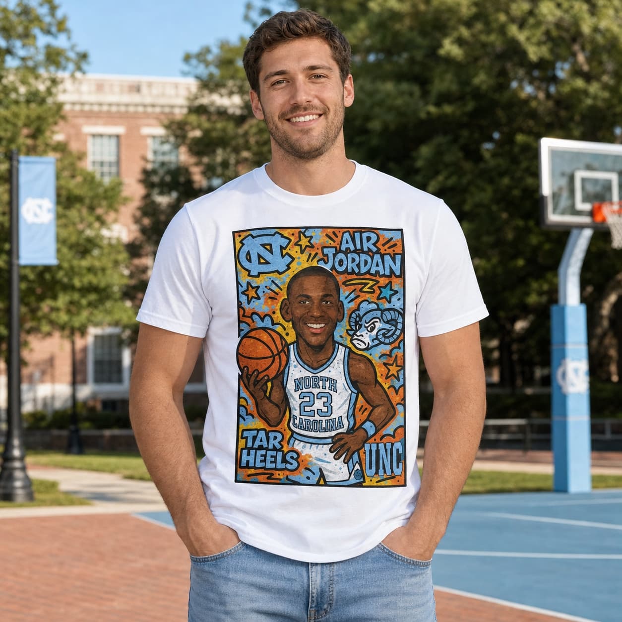 North Carolina Tar Heels Michael Jordan Exclusive Caricature Basketball Shirt