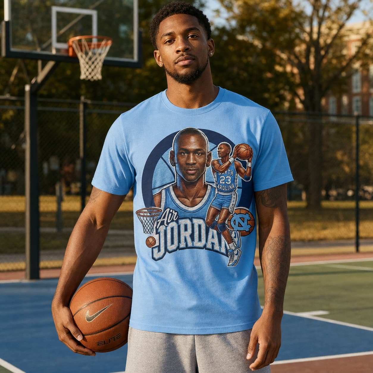 North Carolina Tar Heels Michael Jordan Exclusive Retro Basketball 1982 T-Shirt
