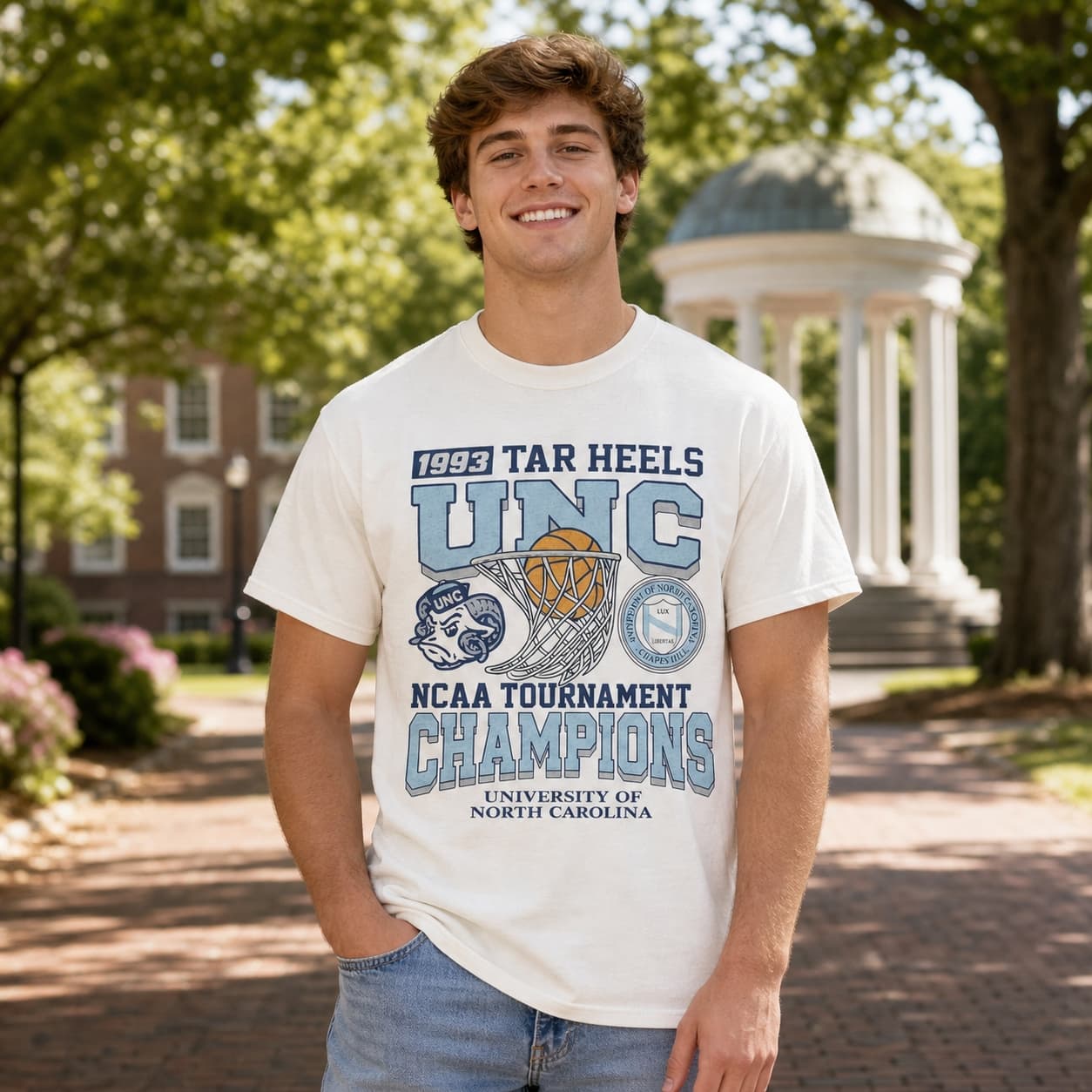 North Carolina Tar Heels National Champs Retro Basketball 1993 Shirt