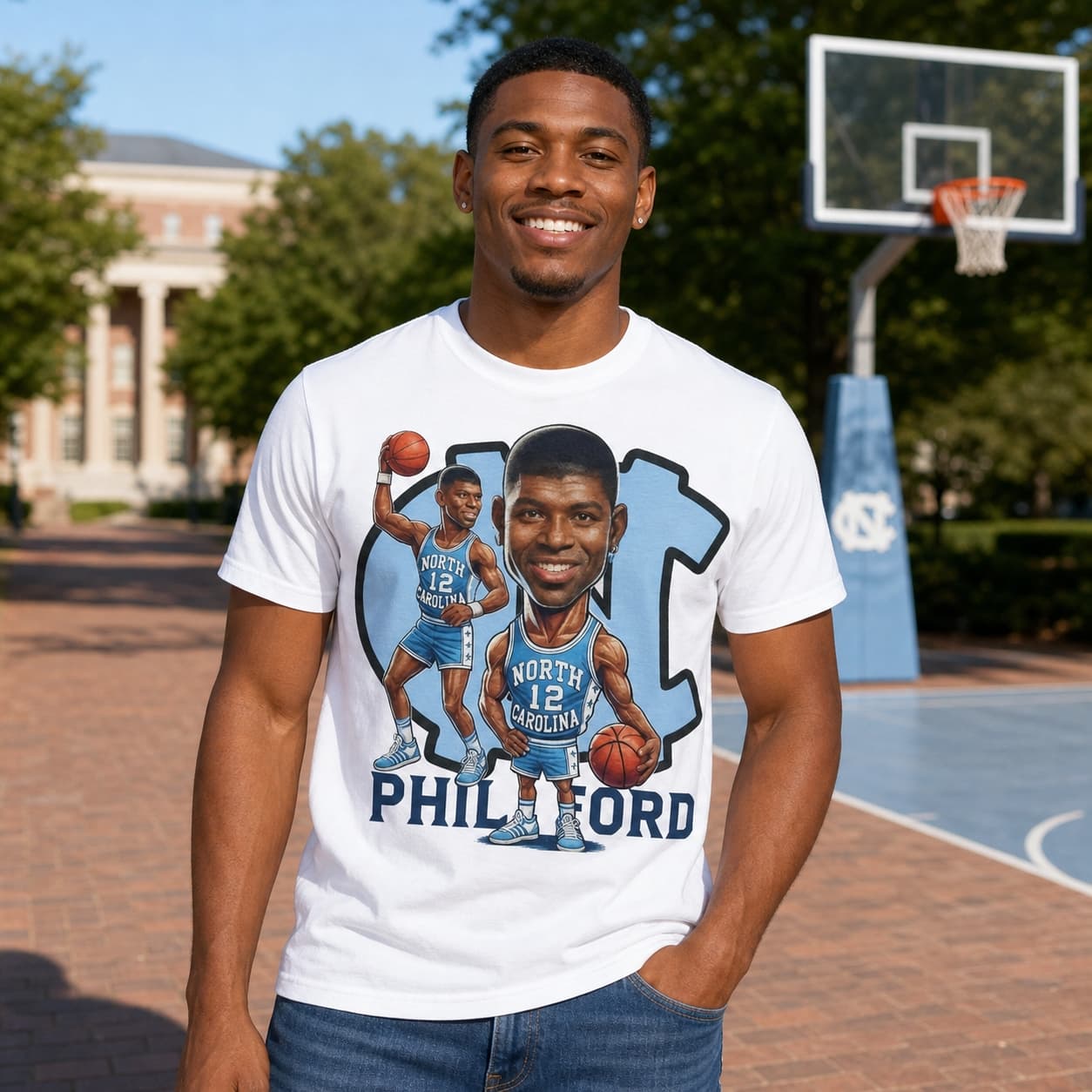 North Carolina Tar Heels Phil Ford Exclusive Retro Basketball 1975 Shirt
