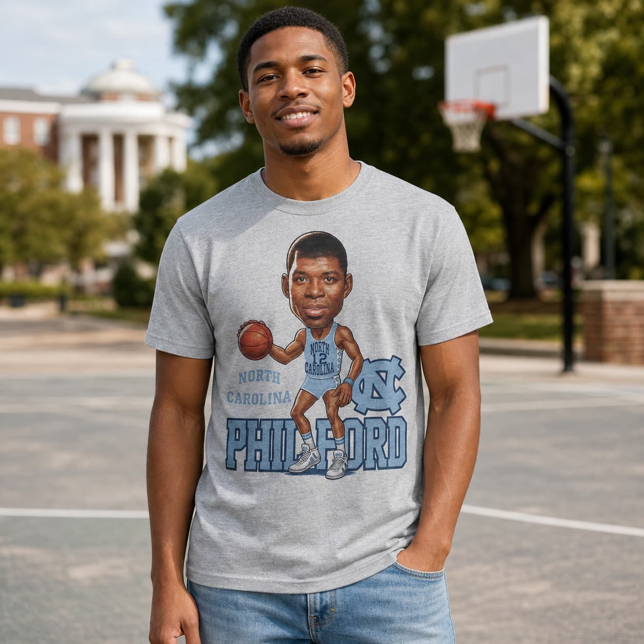 North Carolina Tar Heels Phil Ford Exclusive Retro Basketball 1977 Shirt