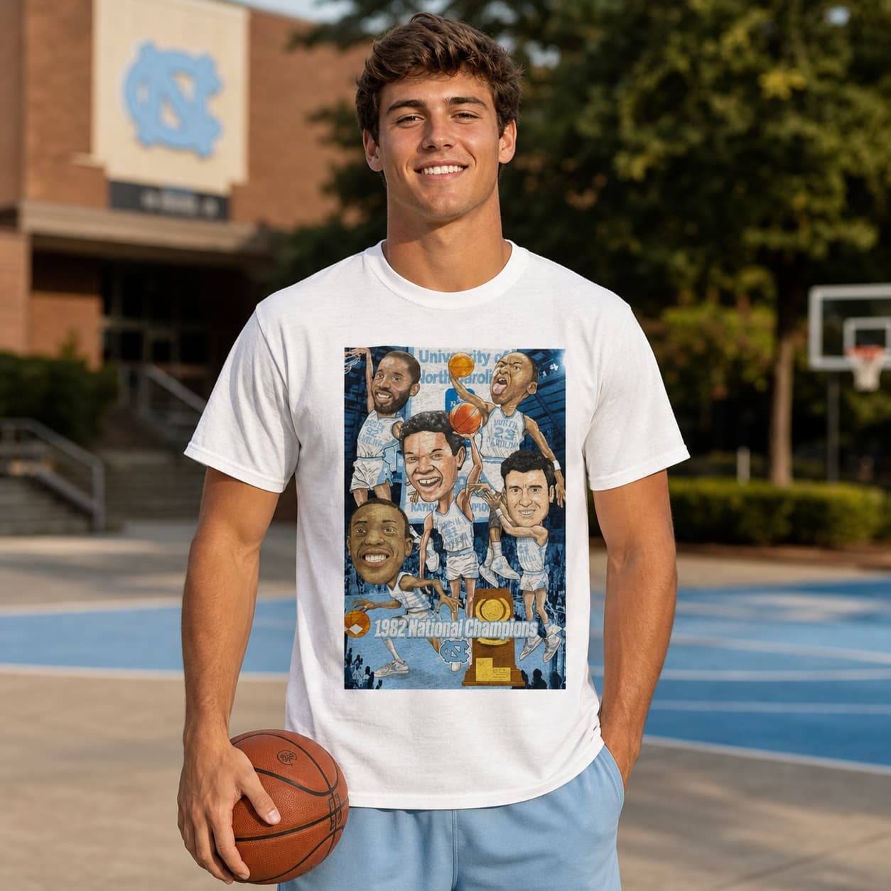 North Carolina Tar Heels Retro National Champions Basketball 1982 Shirt