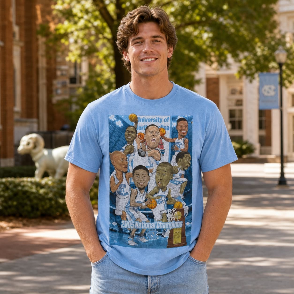 North Carolina Tar Heels Retro National Champions Basketball 2005 Shirt