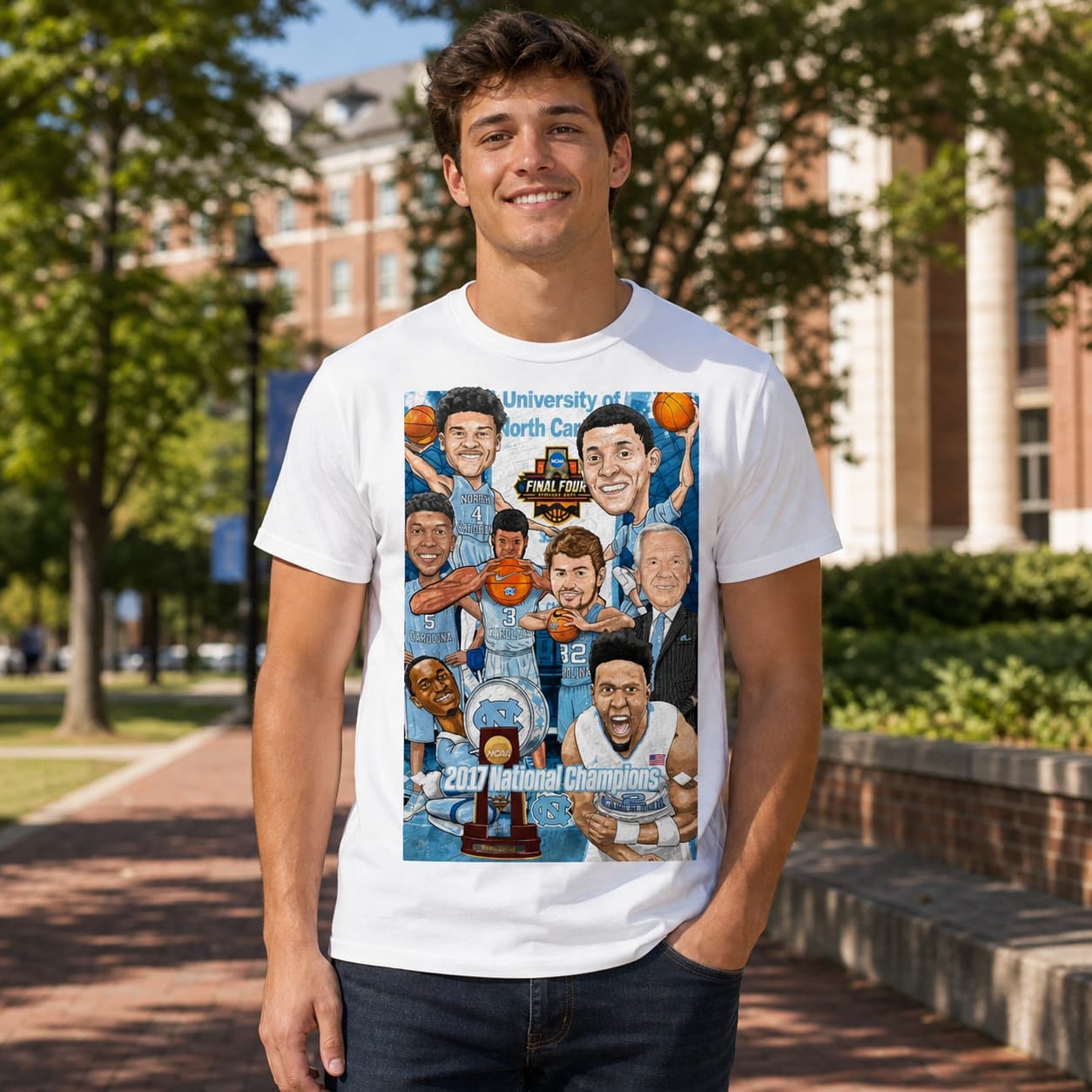 North Carolina Tar Heels Retro National Champions Basketball 2017 Shirt