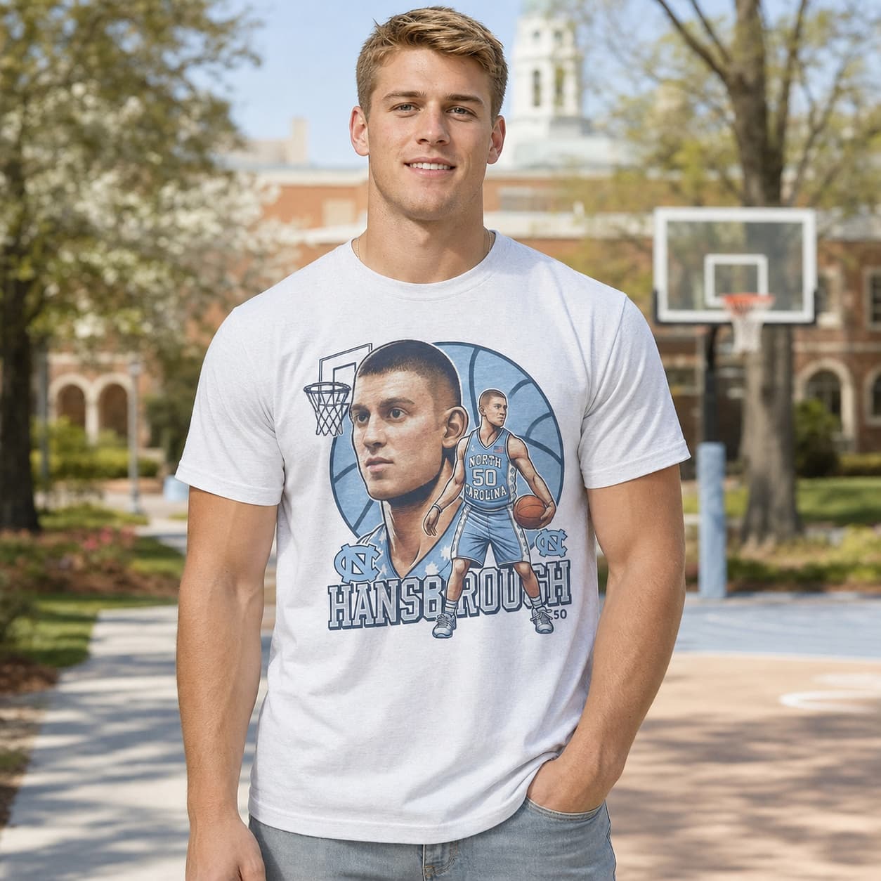 North Carolina Tar Heels Tyler Hansbrough Exclusive Retro Basketball 2007 Shirt