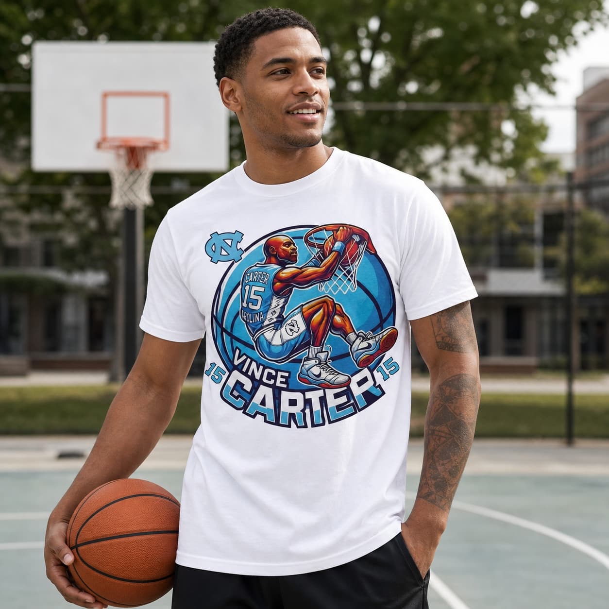 North Carolina Tar Heels Vince Carter Exclusive Retro March Madness Basketball Shirt